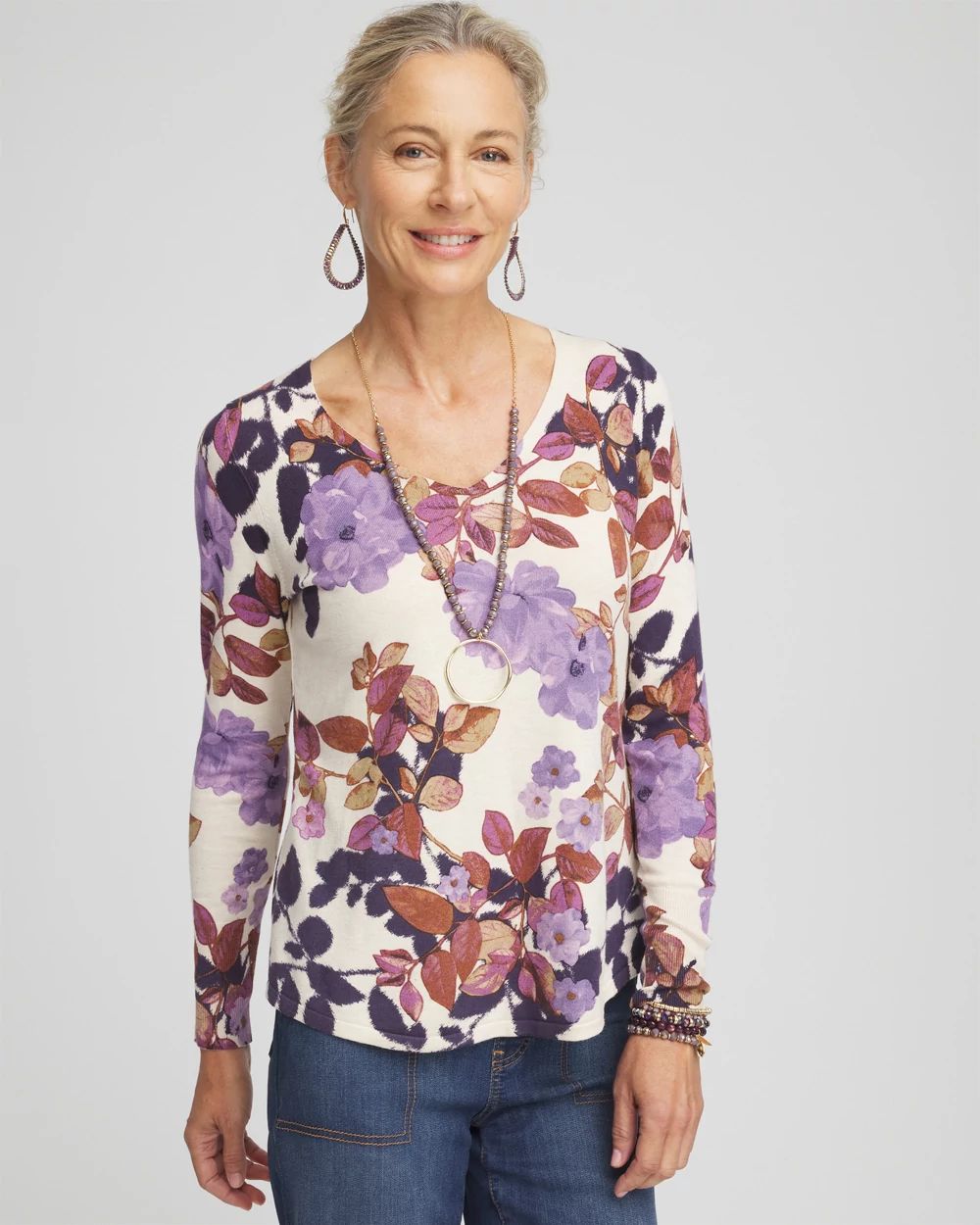 Floral V-Neck Pullover | Chico's
